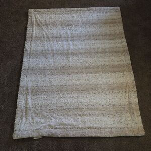Minky Couture White & Tan Blanket 60x46 Extreme Plush Mink Throw Luxury Soft